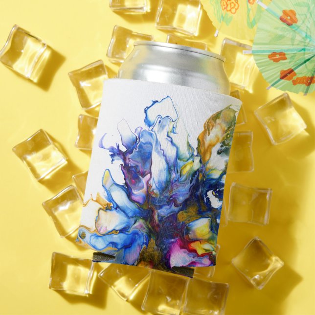 Vibrant Blue Abstract Fluid Art Agate Tote Bag Can Cooler (In Situ Summer)