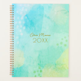 Vibrant Blue and Green Abstract Art Planner
