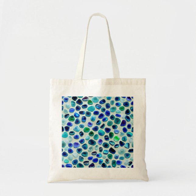 Vibrant Blue and Green Sea Glass Tote Bag (Front)