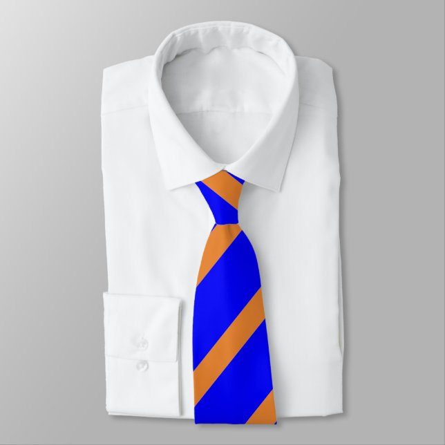 Vibrant Blue and Orange Stripe pattern Tie (Tied)