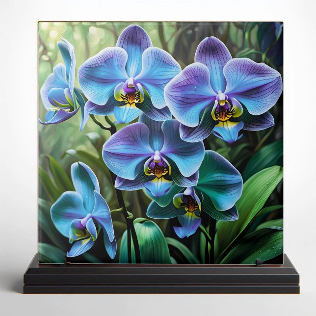 Vibrant Blue and Purple Orchids Ceramic Tile (Creator Uploaded)