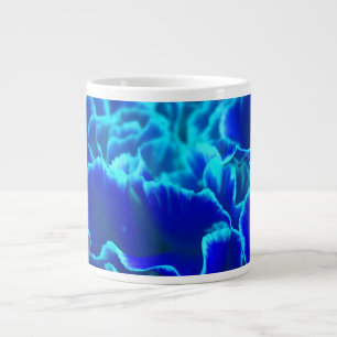 Vibrant Blue and Teal Carnation Flower Large Coffee Mug
