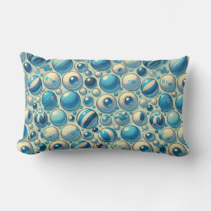 Vibrant Blue and White Decorative Spheres Lumbar Cushion