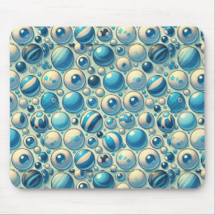Vibrant Blue and White Decorative Spheres Mouse Pad