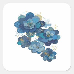 Vibrant Blue BLUE FLORAL GARDEN Sticker Graphic