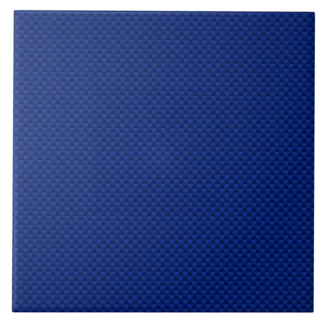 Vibrant Blue Carbon Fibre Like Print Background Ceramic Tile (Front)