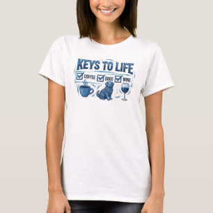 Vibrant Blue COFFEE THEN WINE Art Print T-Shirt