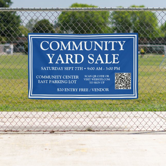 Vibrant Blue Community Yard Sale Banner (Insitu)