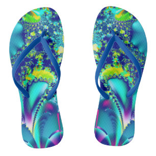 Vibrant Blue Cyan Green Fractal Thongs