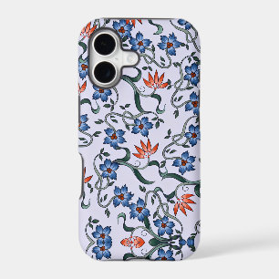 Vibrant Blue Floral Patterns with Green Vines