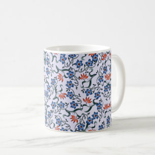Vibrant Blue Floral Patterns with Green Vines Coffee Mug