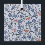 Vibrant Blue Floral Patterns with Green Vines Glass Tree Decoration<br><div class="desc">Floral pattern with vibrant blue flowers and orange accents intertwined with green vines on a light background,  creating a lively and elegant design.</div>