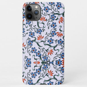  Vibrant Blue Floral Patterns with Green Vines iPhone 11Pro Max Case