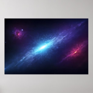 Vibrant Blue Galaxy Supernova Outer Space Poster