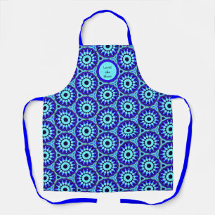 Vibrant Blue Geometric All-Over Print Pattern Apron