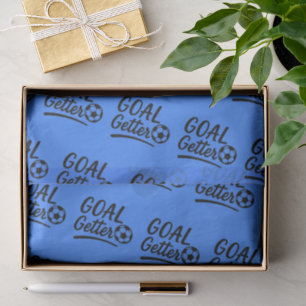 Vibrant Blue 'Goal Getter' Soccer Birthday Coach Tissue Paper
