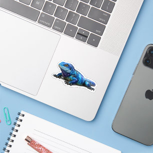Vibrant Blue Iguana Vinyl Sticker - Cool Reptile