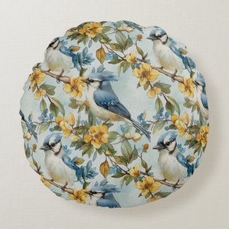 Vibrant Blue Jay Pillow