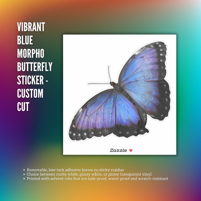 Vibrant Blue Morpho Butterfly Sticker - Custom Cut (Vibrant Blue Morpho Butterfly Sticker - Custom Cut)