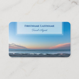 Vibrant blue sky beach sunset ocean travel agent business card