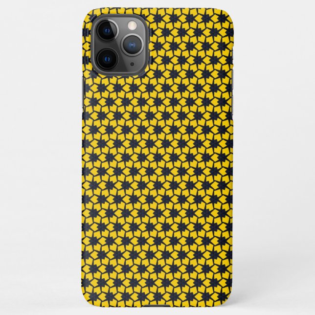 Vibrant Blue Star Pattern on Yellow Background iPhone Case (Back)