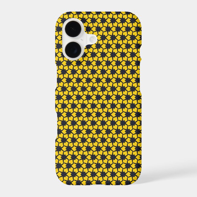 Vibrant Blue Star Pattern on Yellow Background iPhone Case (Back)