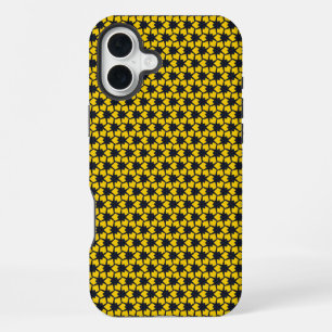 Vibrant Blue Star Pattern on Yellow Background iPhone 16 Plus Case