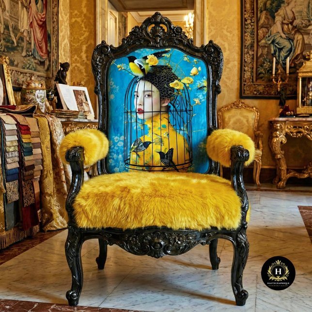 Vibrant Blue Yellow Floral Birdcage Hat Decoupage Tissue Paper (Creator Uploaded)