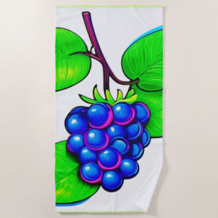 Vibrant Blueberry Pop Art Beach Towel