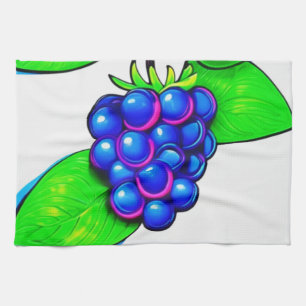 Vibrant Blueberry Pop Art Tea Towel