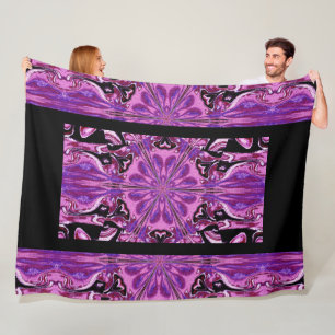 Vibrant Bohemian A Pink Peony Floral Cosy Fleece Blanket