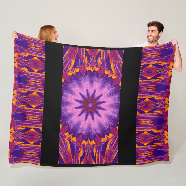 Vibrant Bohemian A Summer Pansy 3 Cosy Warm Fleece Blanket (In Situ)
