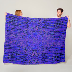 Vibrant Bohemian Blue Carnation Abstract Cosy Fleece Blanket