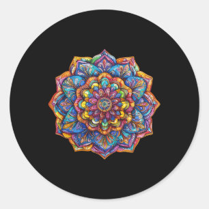 Vibrant Bohemian Mandala Meditation Chakra Pattern Classic Round Sticker
