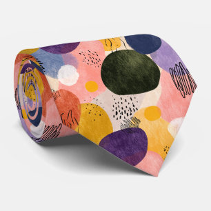 Vibrant Boho Abstract Pattern Organic Shapes Tie