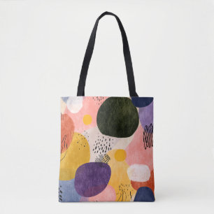 Vibrant Boho Abstract Pattern Organic Shapes Tote Bag