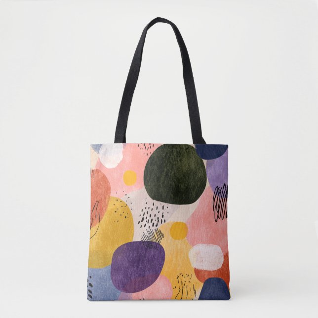 Vibrant Boho Abstract Pattern | Organic Shapes Tote Bag (Front)