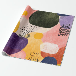 Vibrant Boho Abstract Pattern Organic Shapes Wrapping Paper
