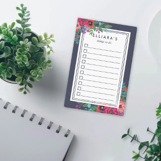 Vibrant Boho Bouquet Custom Name To Do List Post-it Notes