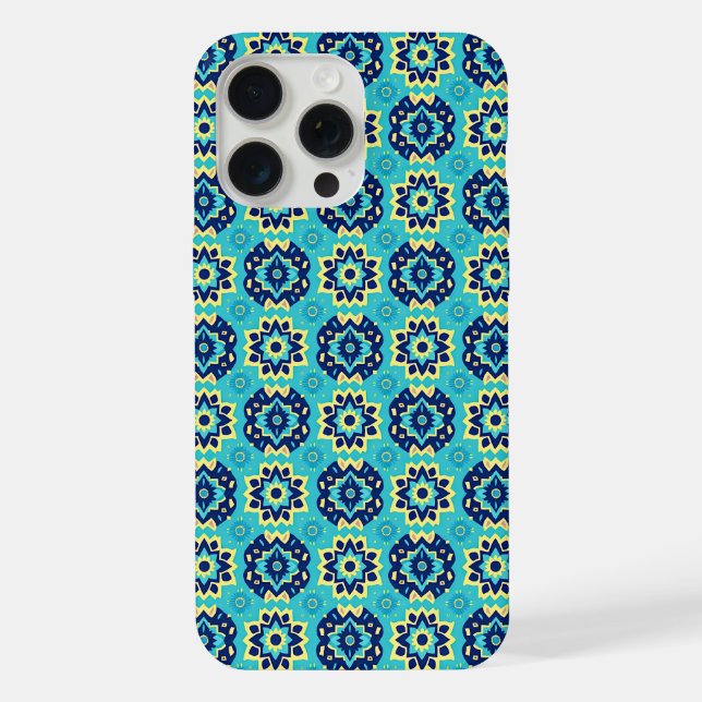 Vibrant Boho Chic Geometric Floral Pattern iPhone Case (Back)