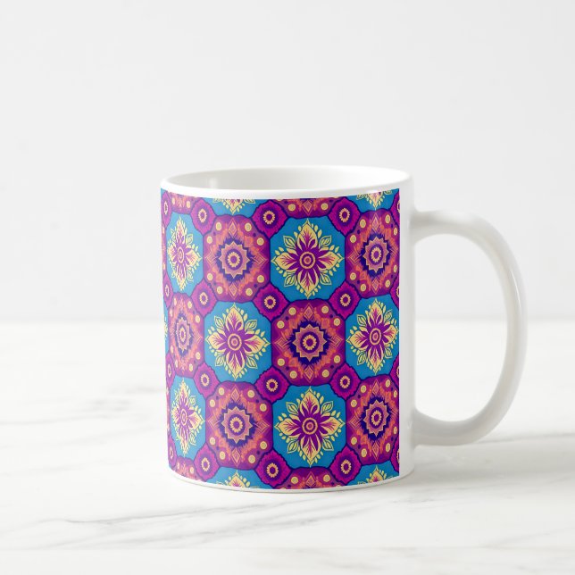 Vibrant Boho Chic Mandala Pattern Coffee Mug (Right)