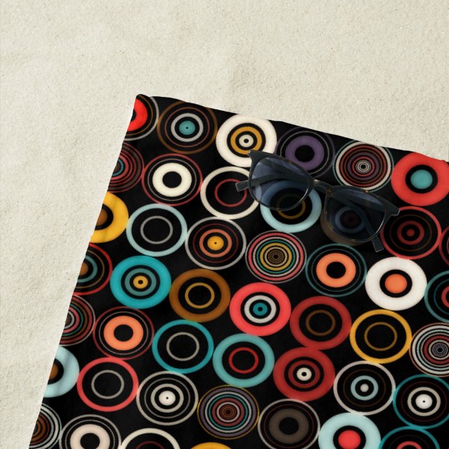 Vibrant Boho Circles Beach Towel (In Situ)