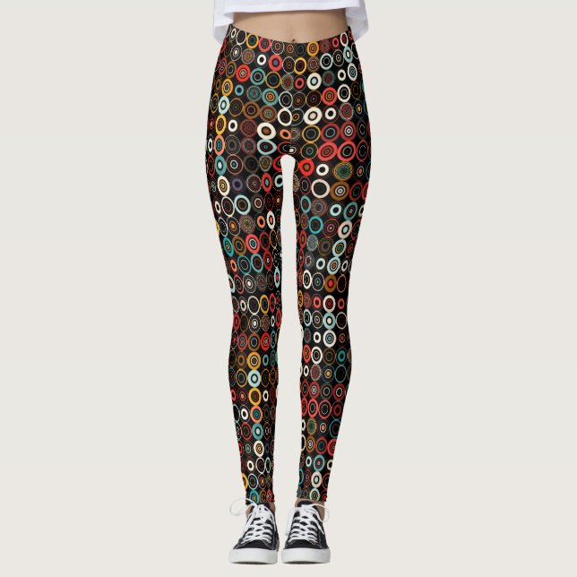 Vibrant Boho Circles Leggings (Front)