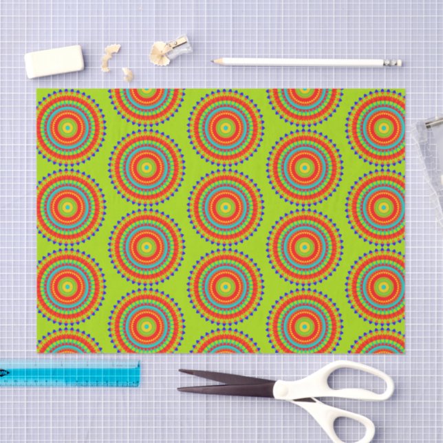Vibrant Boho Concentric Mandala Pattern Tissue Paper (Craft)
