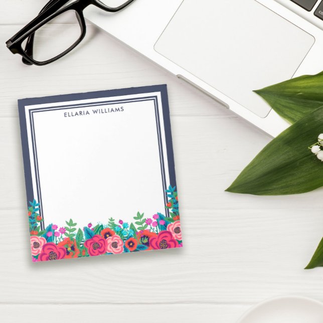 Vibrant Boho Floral Arrangement Name Notepad (Creator Uploaded)