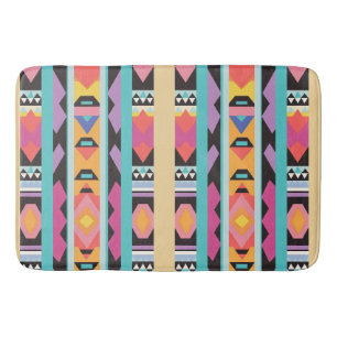 Vibrant Boho Geometric Pattern mix Bath Mat