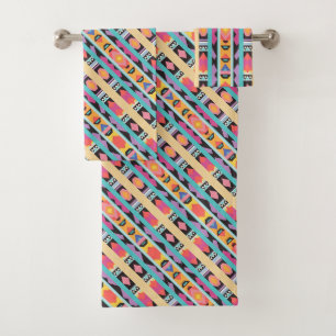 Vibrant Boho Geometric Pattern mix Bath Towel Set