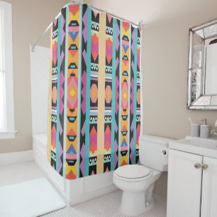 Vibrant Boho Geometric Pattern mix Shower Curtain