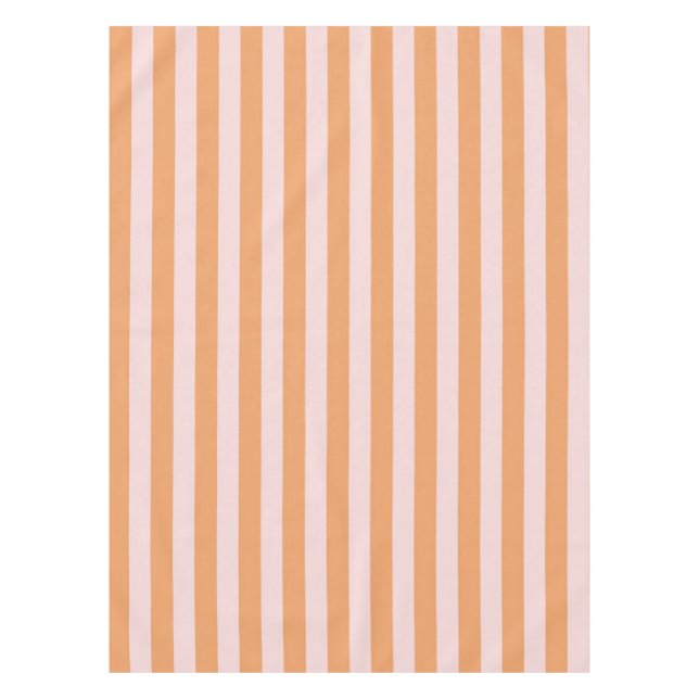 Vibrant Boho Orange & Pink Stripes Spring & Summer Tablecloth (Front)