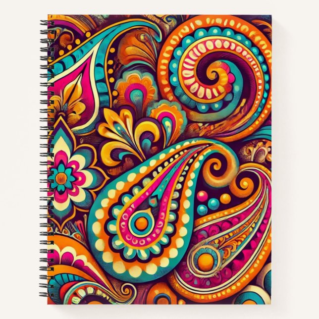 Vibrant Boho Paisley Notebook (Front)